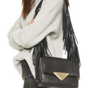 Sara Battaglia Grey Fringe Shoulder Bag